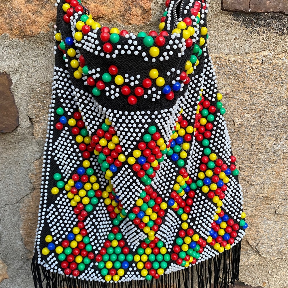 Vintage 1960s MOD Beaded Retro Candy Dot Purse